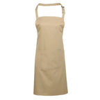 khaki bib apron with pocket