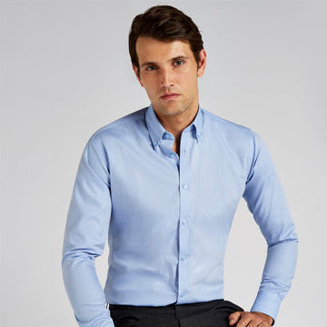 kustom kit slim fit non iron oxford twill shirt