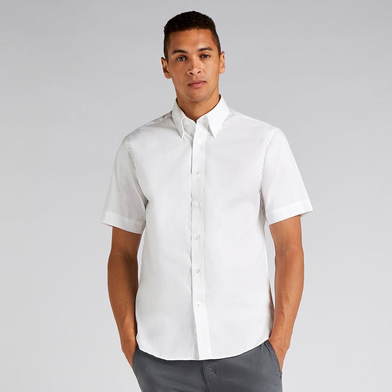 kustom kit tailored fit oxford short sleeve shirt
