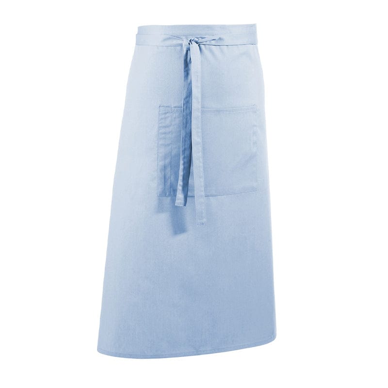 light blue long bar apron