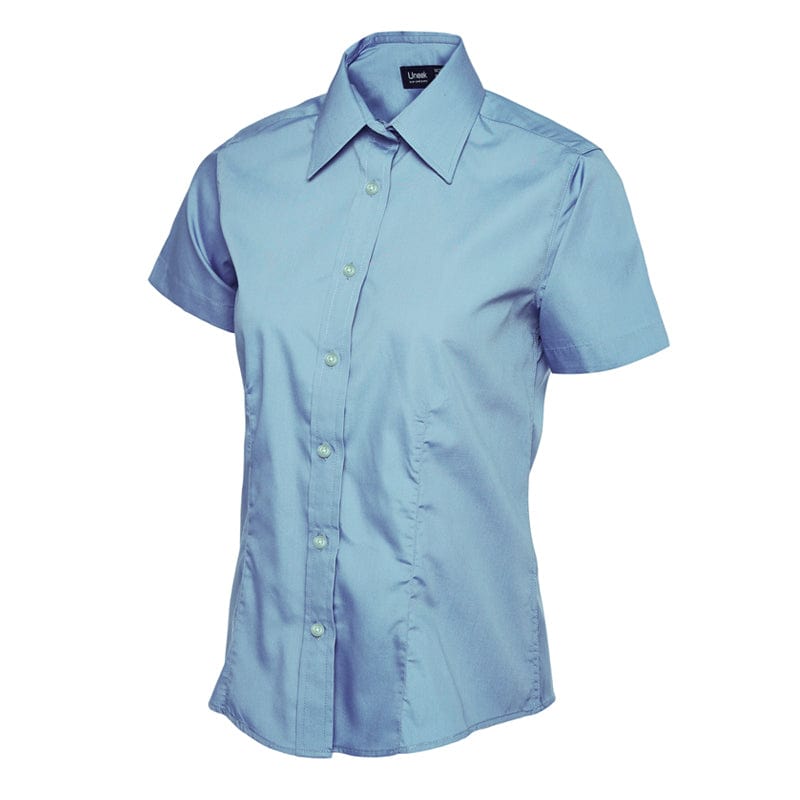 light blue uneek branded poplin shirt