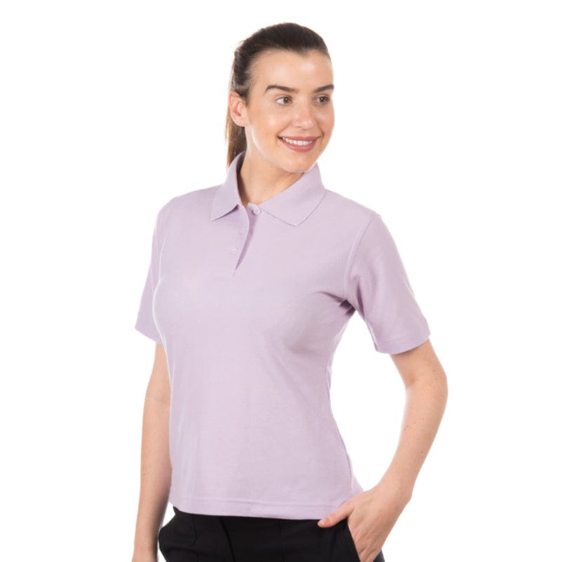 lilac three button womens polo