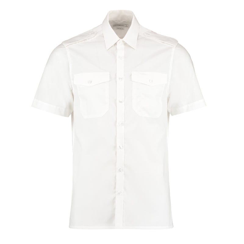 mens white short sleeve pilot shirt