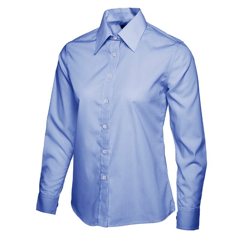 mid blue long sleeve poplin shirt