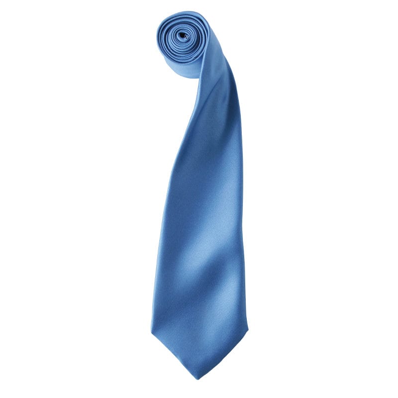 mid blue satin tie pr750