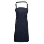 navy bib apron with pocket