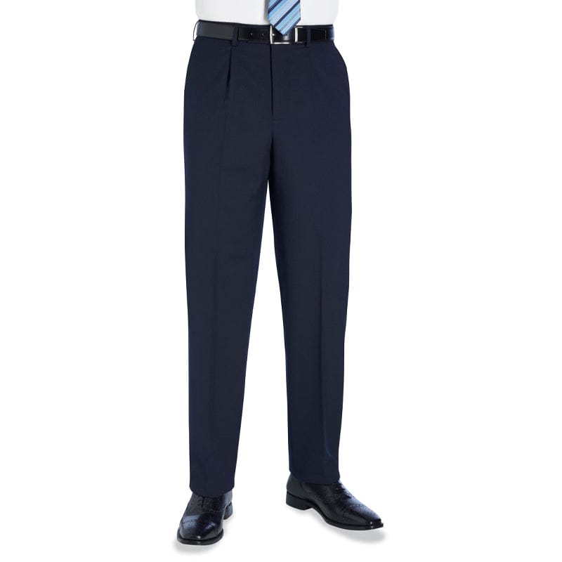 navy classic fit single pleat trouser