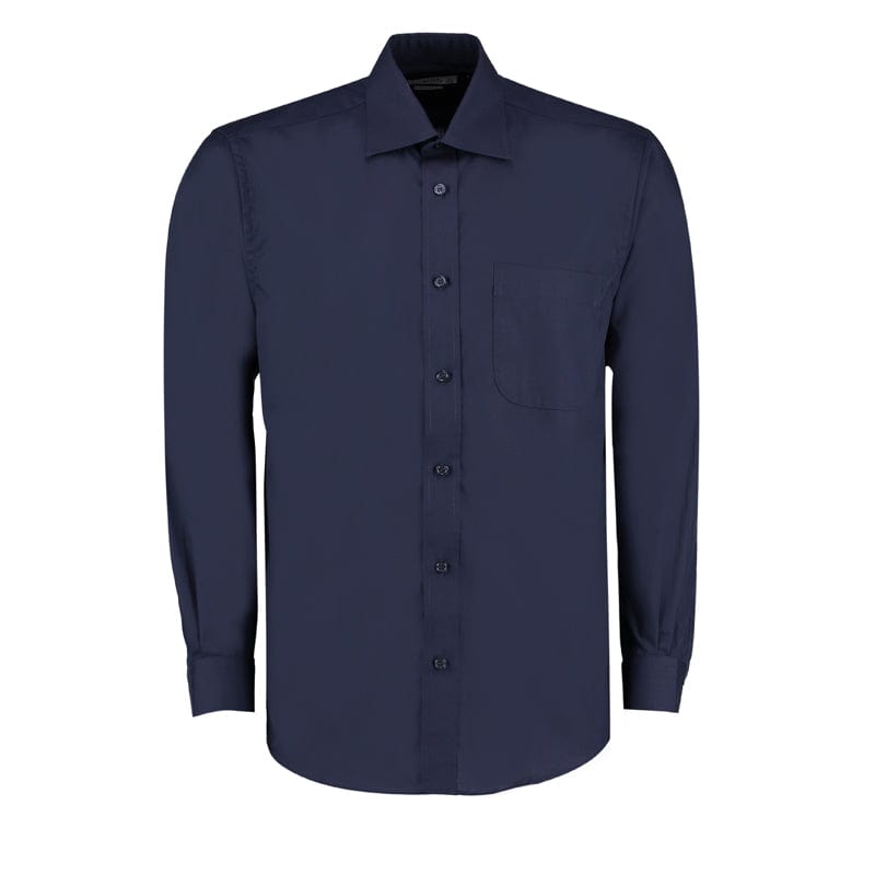 navy cotton rich poplin shirt