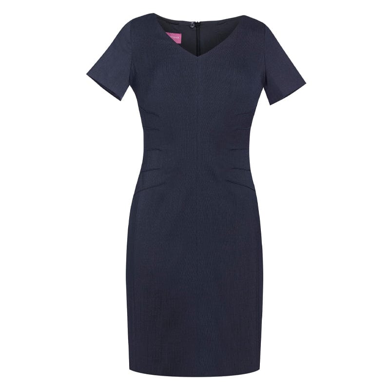 navy pindot non stick teflon dress