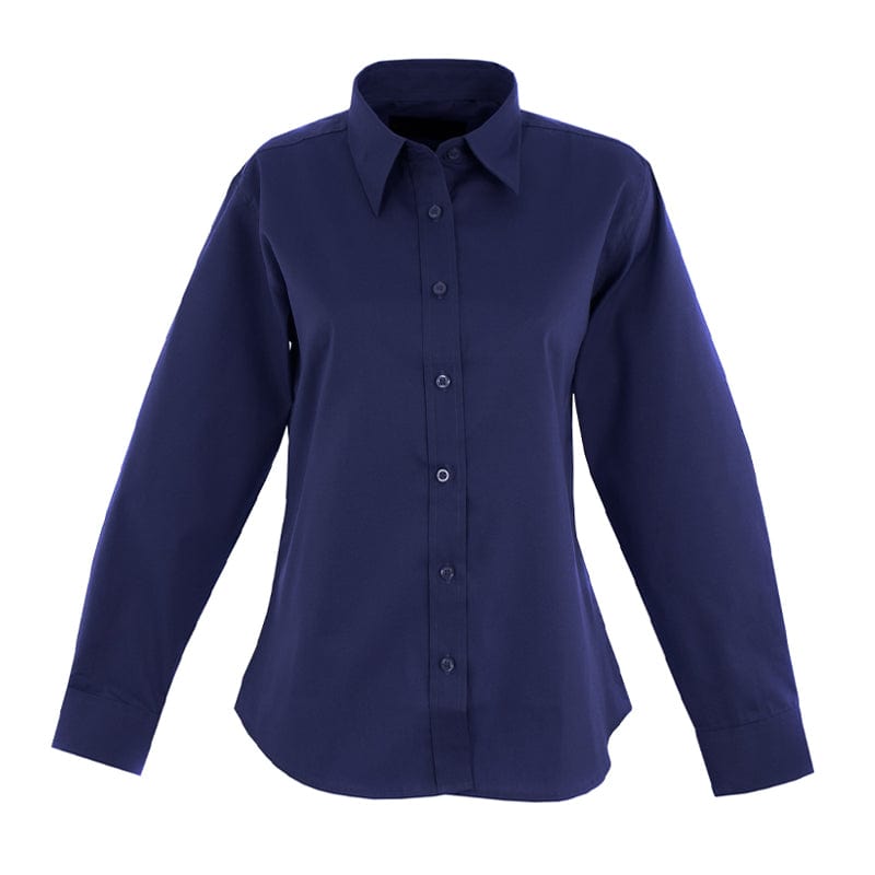 navy poly cotton oxford shirt