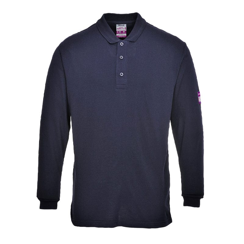 navy portwest long sleeve poloshirt