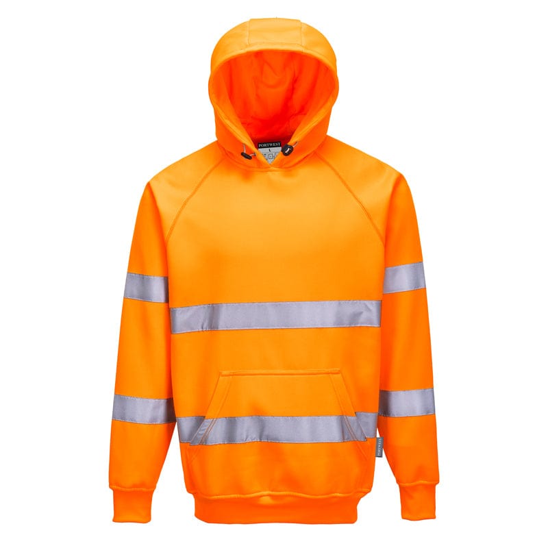 orange high vis hooded sweatshirt
