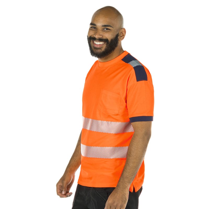orange navy hi vis tshirt