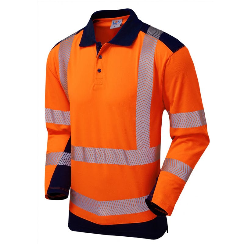 orange navy leo workwear polo