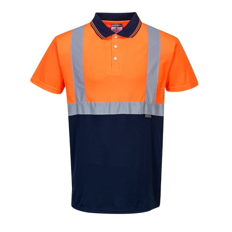 orange navy polo shirt s479