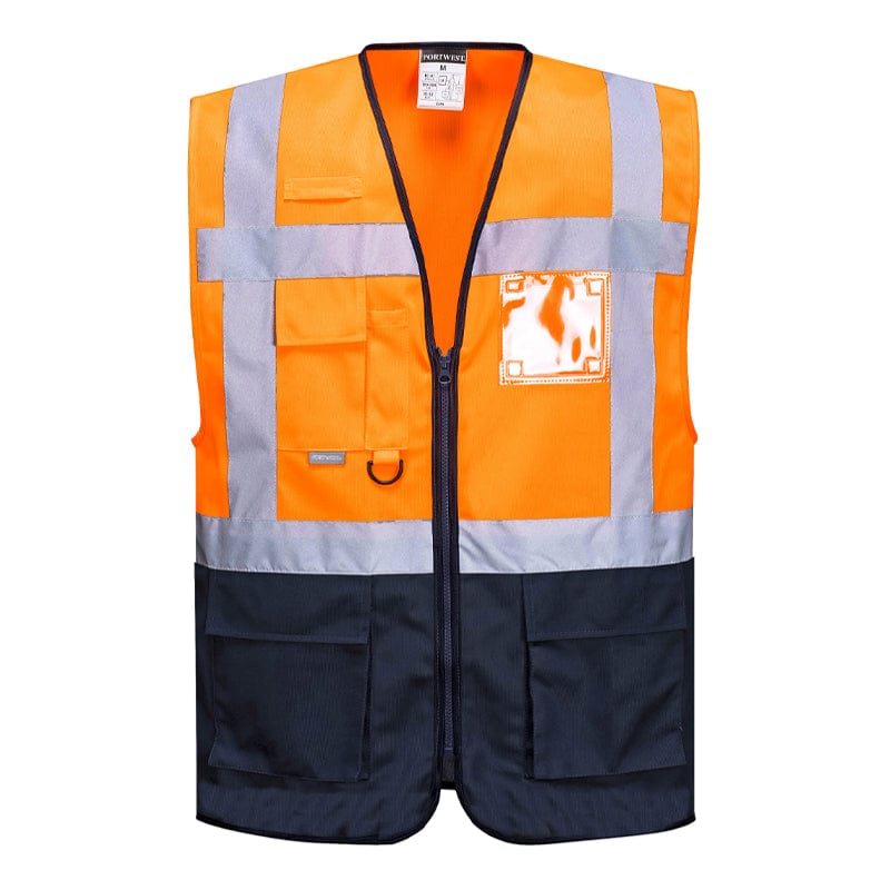 orange navy portwest warsaw vest