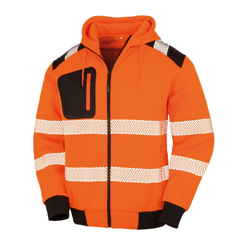 orange recycled fabric hi vis hoodie
