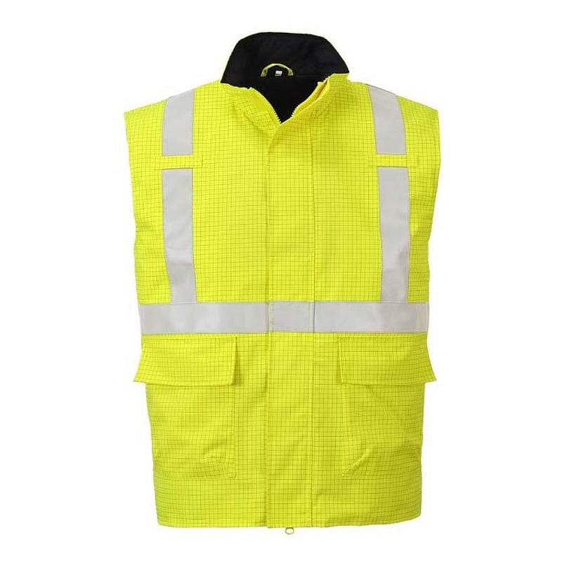 portwest bizflame rain hi vis antistatic fr bodywarmer s776