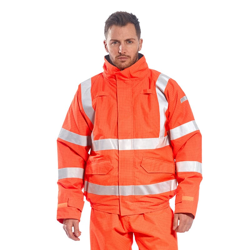portwest bizflame rain hi vis antistatic fr bomber jacket s773