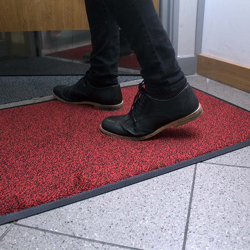 red easy care washable doormat