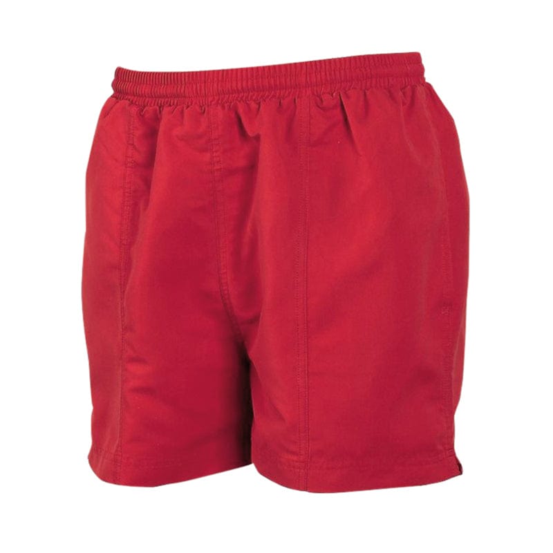 red elasticated waist shorts