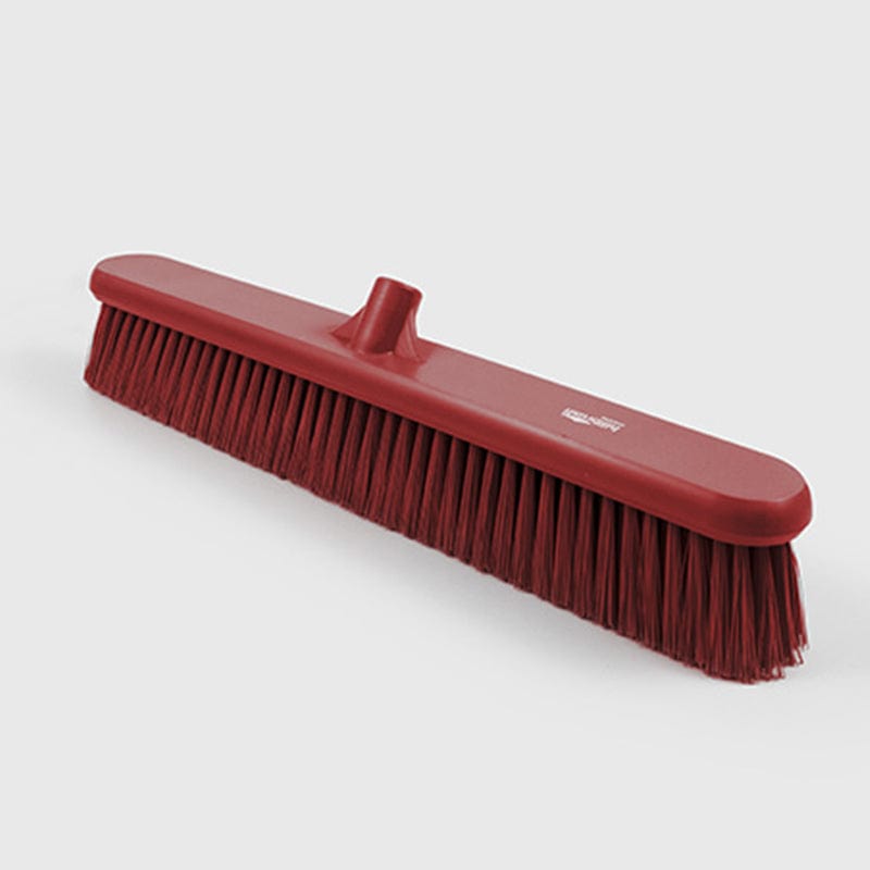 red flat sweeping broom