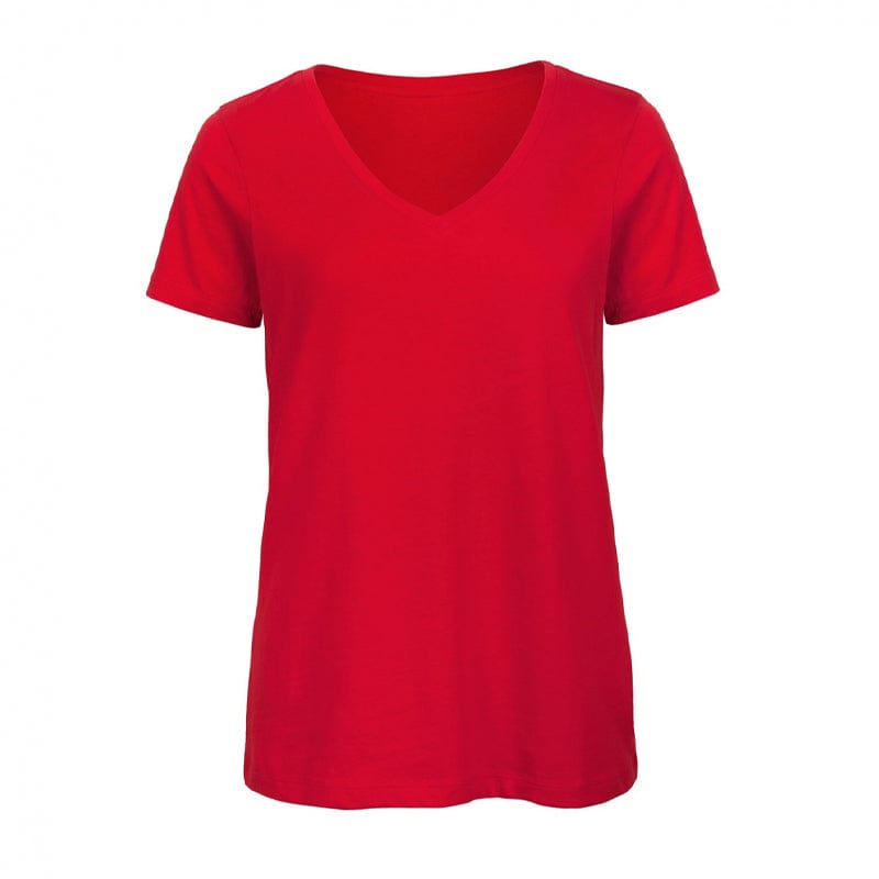 red hard wearing ladies v neck