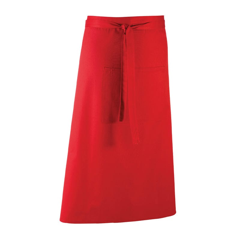 red restaurant worker apron
