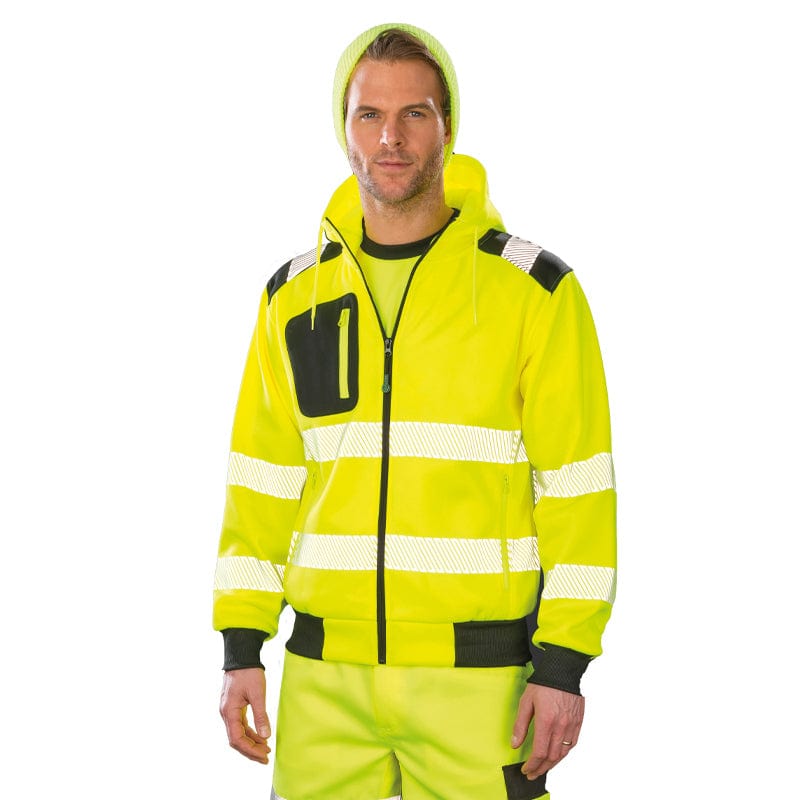 result recycled zip hi vis hoodie r503x