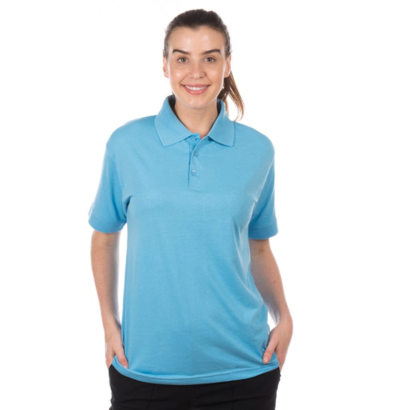 sky blue knited collar polo shirt