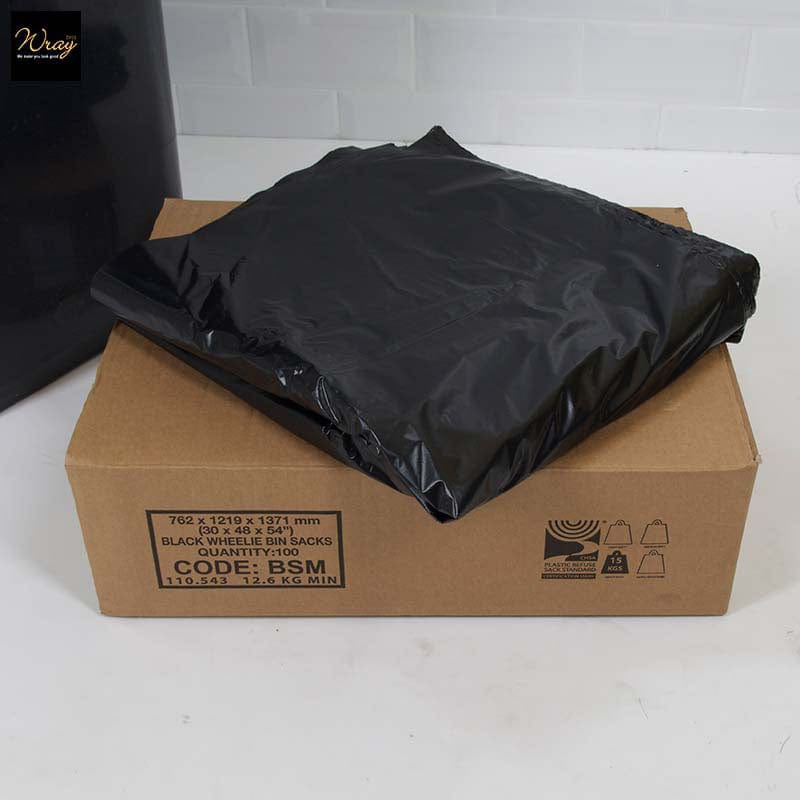 wheelie bin liner heavy duty black x100
