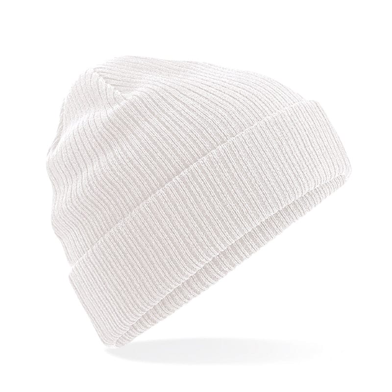 white beechfield ribbed beanie