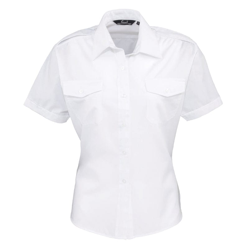 white chest pocket pilot blouse pr312