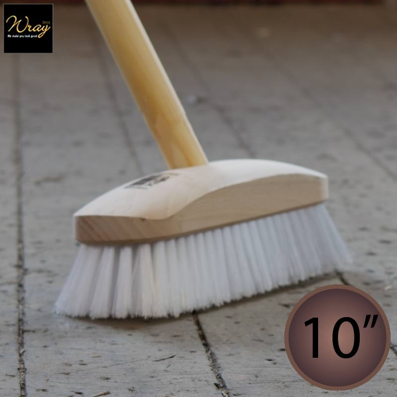 white deck scrub with pole