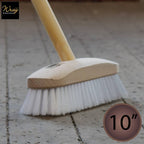 white deck scrub with pole