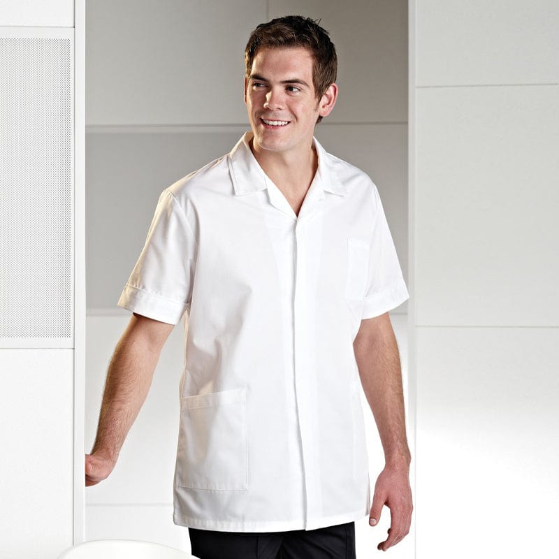 white mens barber salon tunic r52