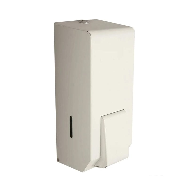 white metal soap dispenser