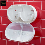 white mini toilet roll dispenser