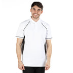 white navy piping polo shirt
