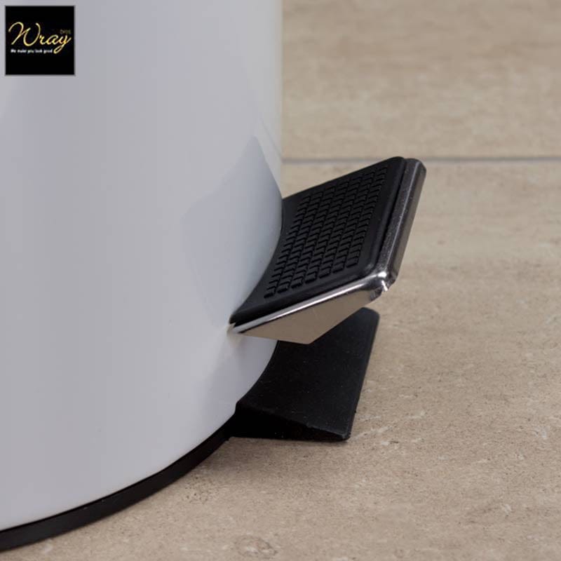 white pedal bin foot press