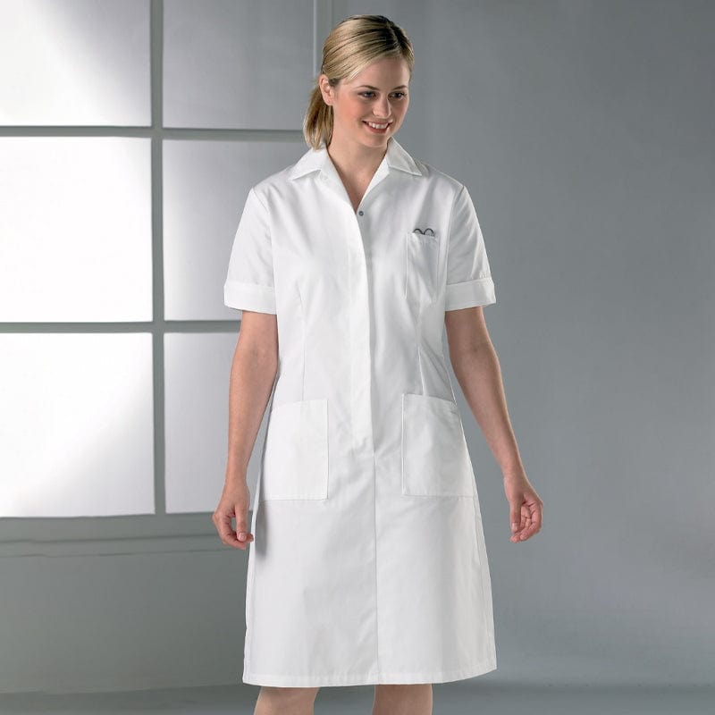 white plain stud healthcare dress r21