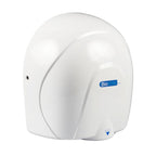 white sleek quiet hand dryer