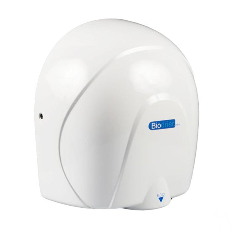 white sleek quiet hand dryer