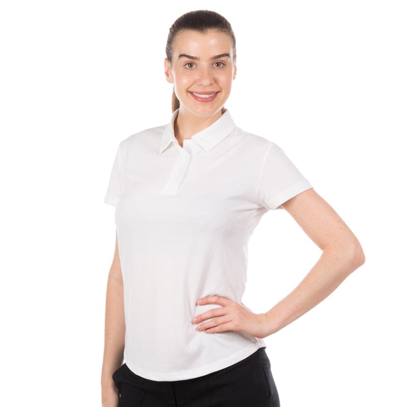 white uc126 uneek branded polo