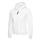 white uc505 ladies zip hoodie