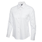 white uc711 adjustable cuffs ladies shirt