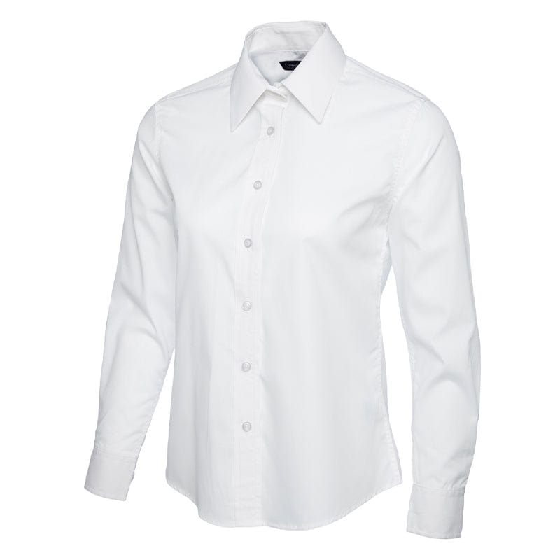 white uc711 adjustable cuffs ladies shirt