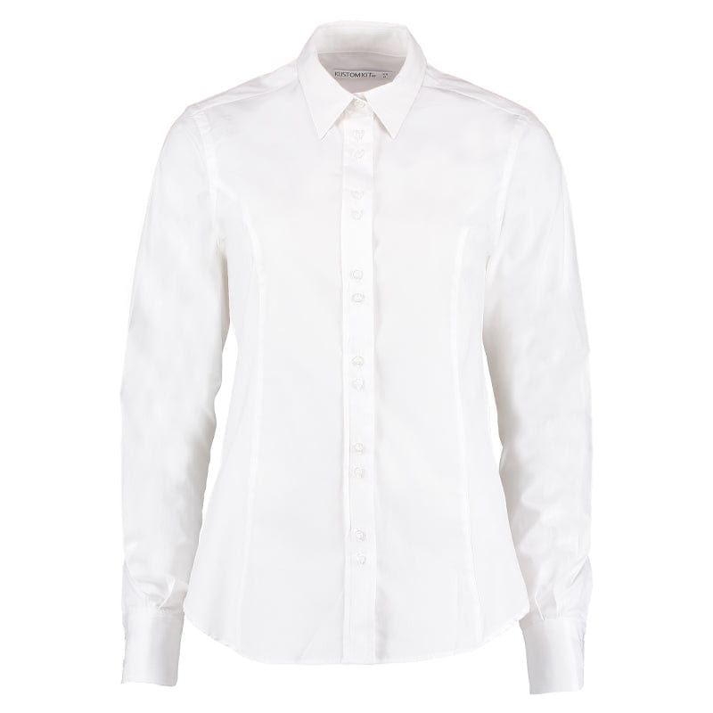 white womens tailored office shirt kk388