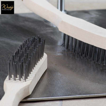 wire brush 4 row wooden handle