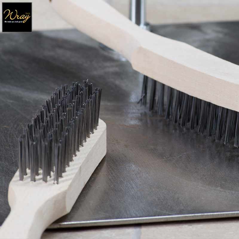 wire brush 4 row wooden handle
